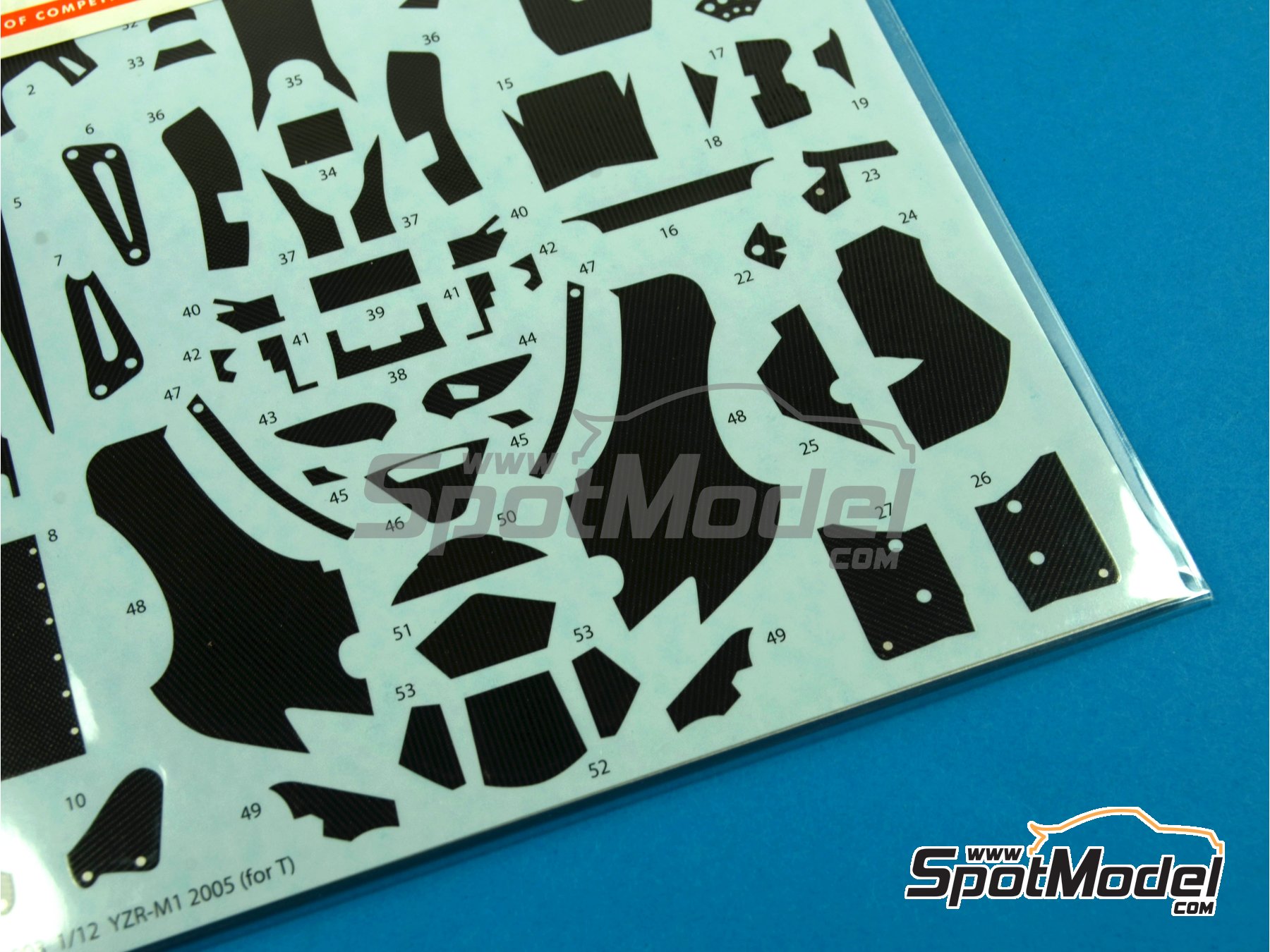 Image 2: Yamaha YZR-M1 - Motorcycle World Championship 2005 | Carbon fibre pattern decal set in 1/12 scale manufactured by Studio27 (ref.&nbsp;ST27-CARBOND12003, also 4545310009047 and CD12003)