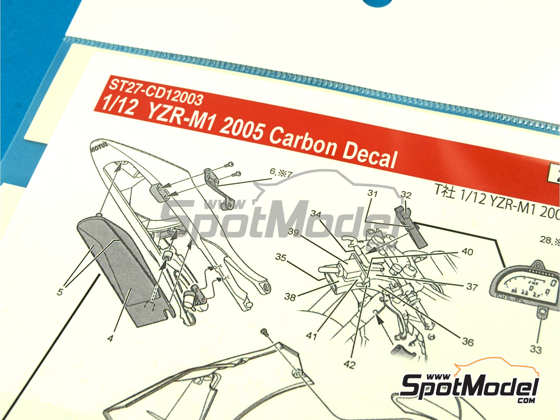 Image 8: Yamaha YZR-M1 - Motorcycle World Championship 2005 | Carbon fibre pattern decal set in 1/12 scale manufactured by Studio27 (ref.&nbsp;ST27-CARBOND12003, also 4545310009047 and CD12003)