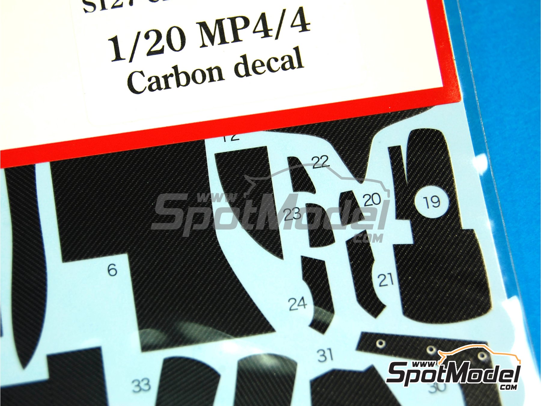 Image 3: McLaren Honda MP4/4 - FIA Formula 1 World Championship 1988 | Carbon fibre pattern decal set in 1/20 scale manufactured by Studio27 (ref. ST27-CARBOND20001, also 4545310000037 and CD20001)