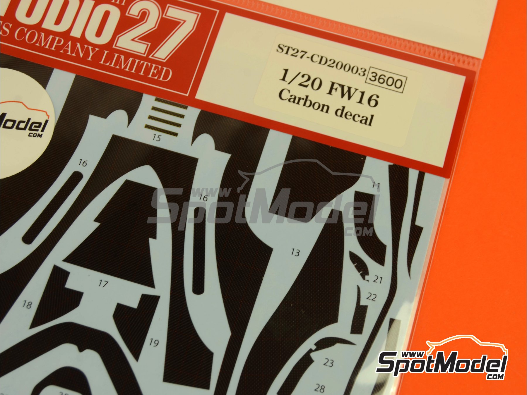 Image 2: Williams Renault FW16 | Carbon fibre pattern decal set in 1/20 scale manufactured by Studio27 (ref.&nbsp;ST27-CARBOND20003, also 4545310003694 and CD20003)
