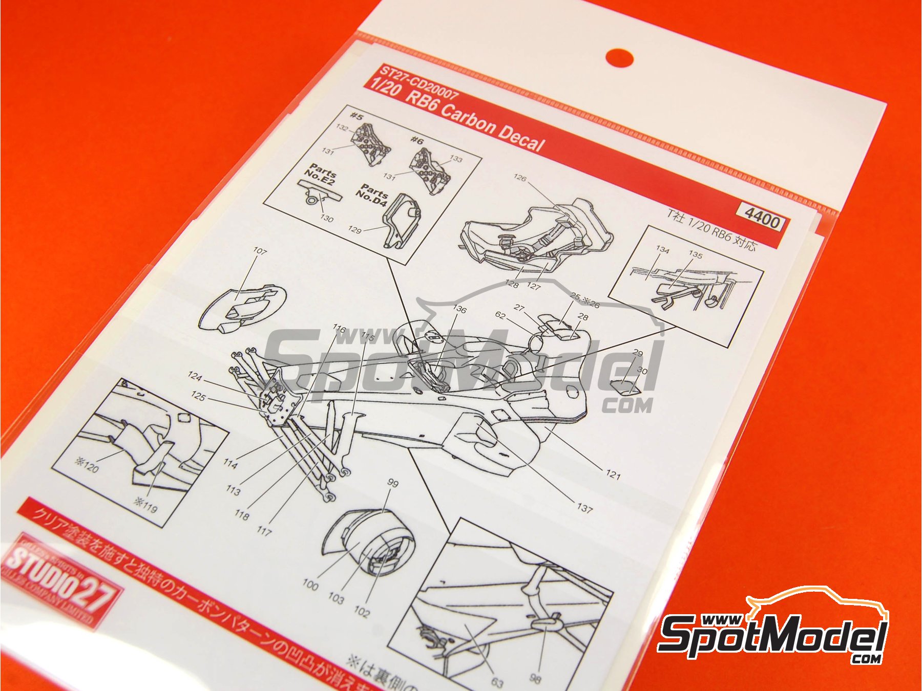 Image 16: RB Racing Renault RB6 - Campeonato del Mundo FIA de Formula 1 | Patron de fibra de carbono en calca en escala&nbsp;1/20 fabricado por Studio27 (ref.&nbsp;ST27-CARBOND20007, tambien 4545310004585 y CD20007)