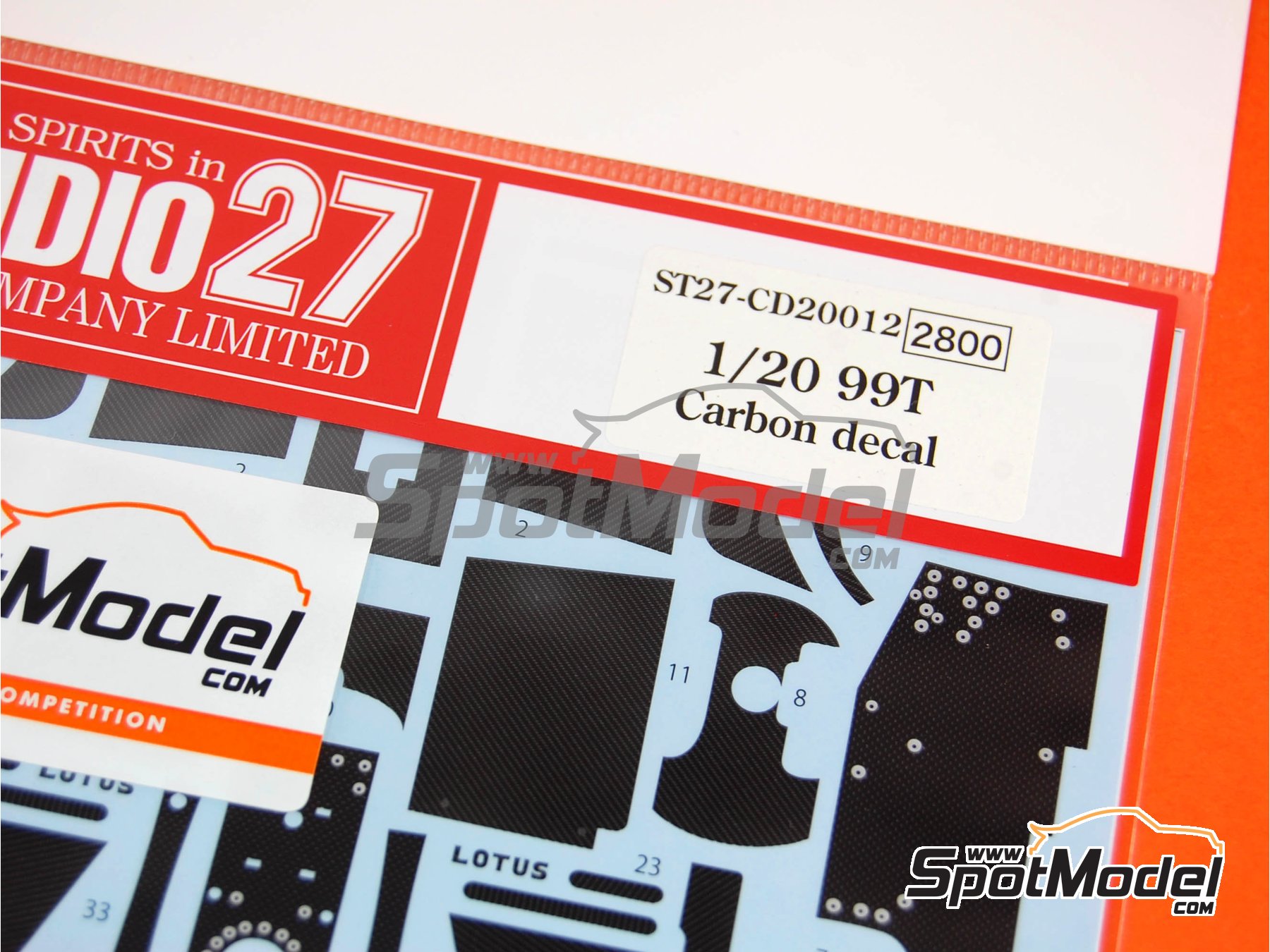 Image 1: Lotus Honda 99T - Campeonato del Mundo FIA de Formula 1 | Patron de fibra de carbono en calca en escala&nbsp;1/20 fabricado por Studio27 (ref.&nbsp;ST27-CARBOND20012, tambien 4545310007456 y CD20012)
