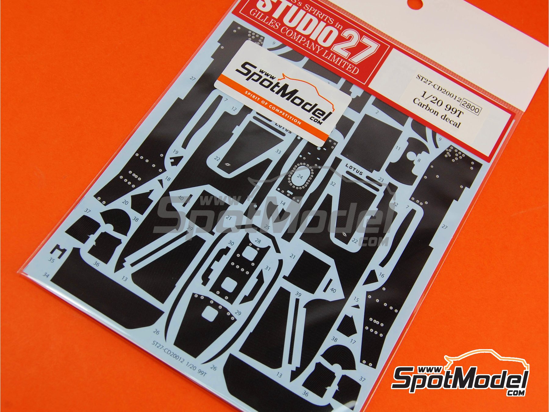 Image 5: Lotus Honda 99T - Campeonato del Mundo FIA de Formula 1 | Patron de fibra de carbono en calca en escala&nbsp;1/20 fabricado por Studio27 (ref.&nbsp;ST27-CARBOND20012, tambien 4545310007456 y CD20012)