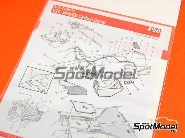 Image 6: McLaren Honda MP4/5B McLaren Racing Limited Team sponsored by Marlboro Shell - Formula 1 World Championship 1990 | Carbon fibre pattern decal set in 1/20 scale manufactured by Studio27 (ref.&nbsp;ST27-CARBOND20013, also 4545310007906 and CD20013)