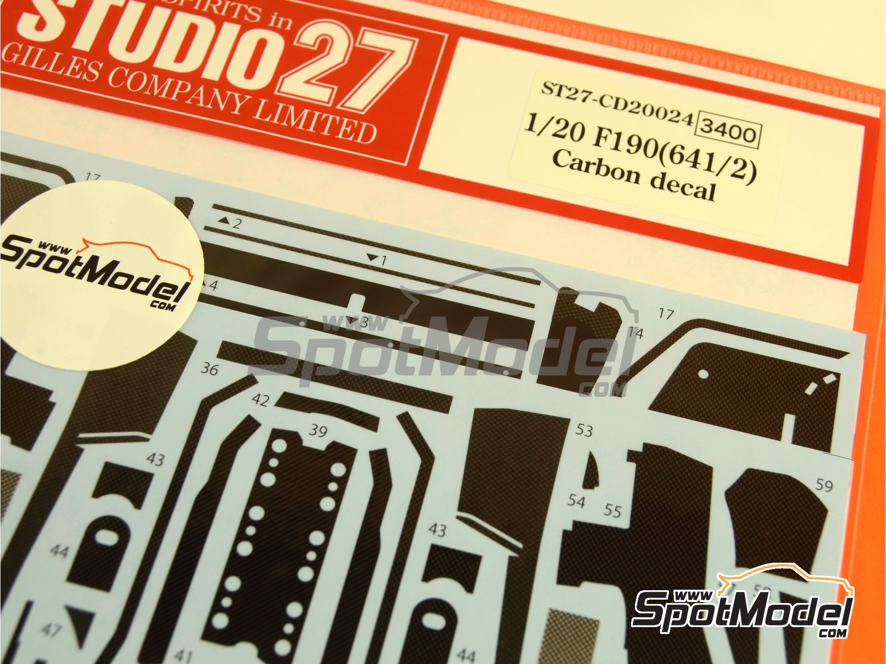 Image 1: Ferrari 641/2 F1-90 - French Formula 1 Grand Prix, Mexican Formula 1 Grand Prix 1990 | Carbon fibre pattern decal set in 1/20 scale manufactured by Studio27 (ref. ST27-CARBOND20024, also 4545310011750 and CD20024)