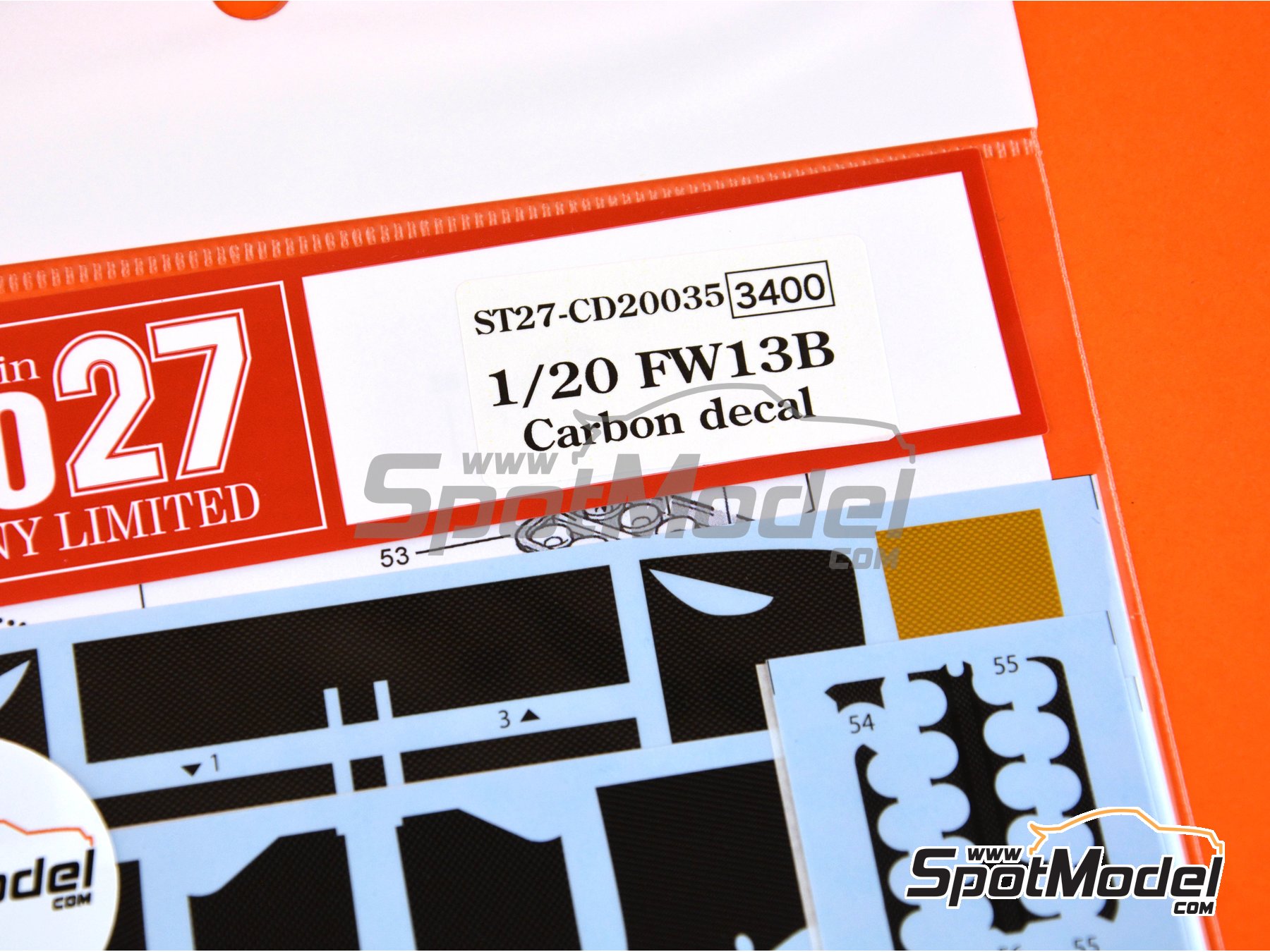 Image 2: Williams Renault FW13B | Carbon fibre pattern decal set in 1/20 scale manufactured by Studio27 (ref. ST27-CARBOND20035, also 4545310013631 and CD20035)