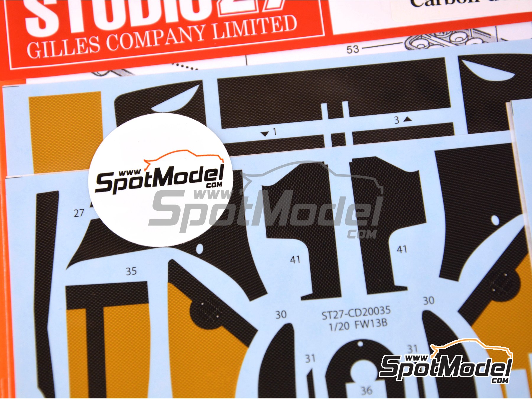 Image 3: Williams Renault FW13B | Carbon fibre pattern decal set in 1/20 scale manufactured by Studio27 (ref. ST27-CARBOND20035, also 4545310013631 and CD20035)