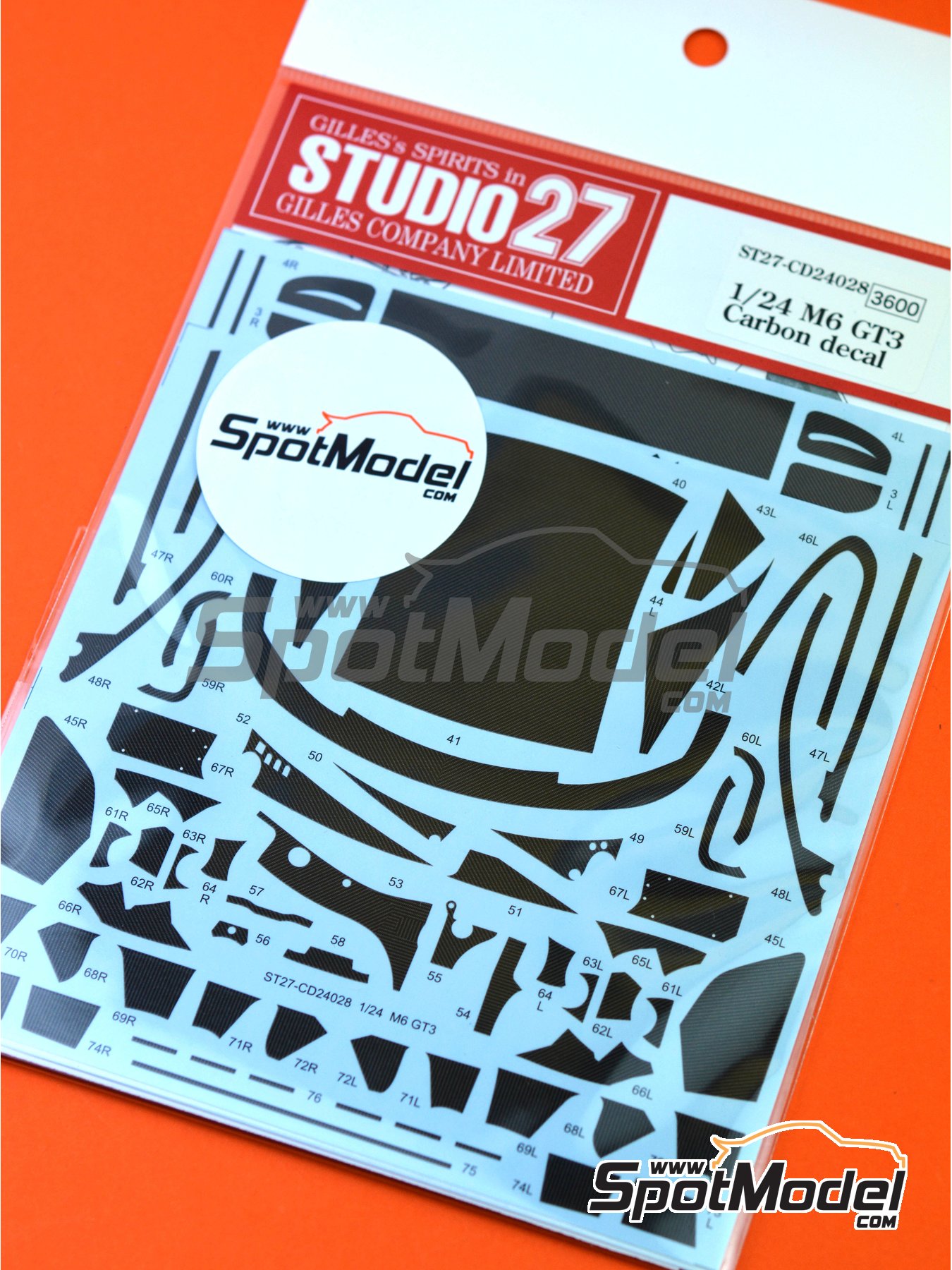 BMW M6 GT3 | Carbon fibre pattern decal in 1/24 scale manufactured by Studio27 (ref.&nbsp;ST27-CD24028) image