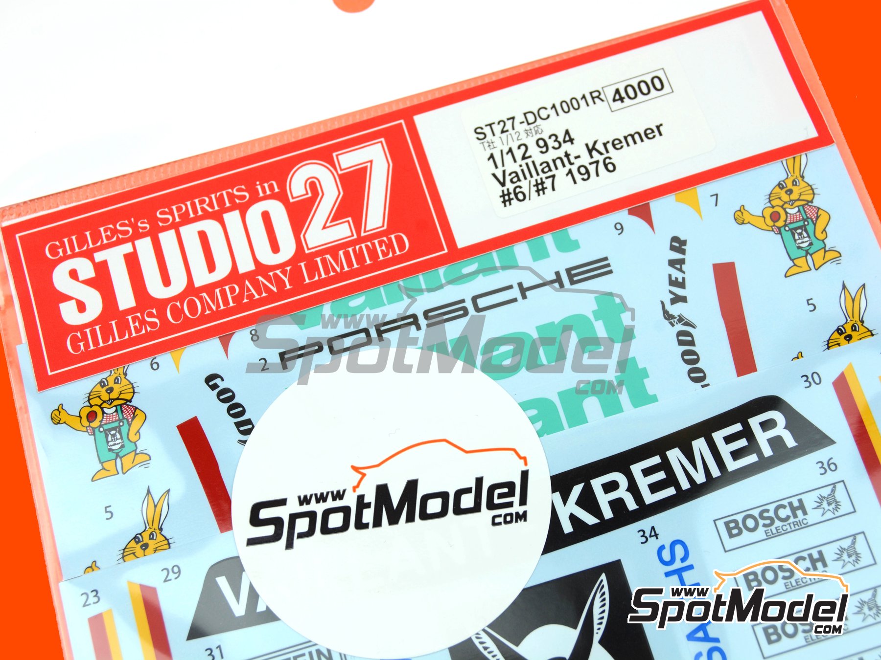 Image 5: Porsche 934 Turbo RSR Group 4 Kremer Racing Team sponsored by Vaillant - Dijon 6 hours, 200 Miles Norisring 1976 | Marking / livery in 1/12 scale manufactured by Studio27 (ref.&nbsp;ST27-DC1001R, also 4545310019251 and DC1001R)