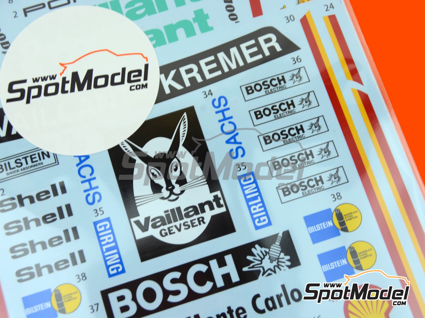 Image 6: Porsche 934 Turbo RSR Group 4 Kremer Racing Team sponsored by Vaillant - Dijon 6 hours, 200 Miles Norisring 1976 | Marking / livery in 1/12 scale manufactured by Studio27 (ref.&nbsp;ST27-DC1001R, also 4545310019251 and DC1001R)