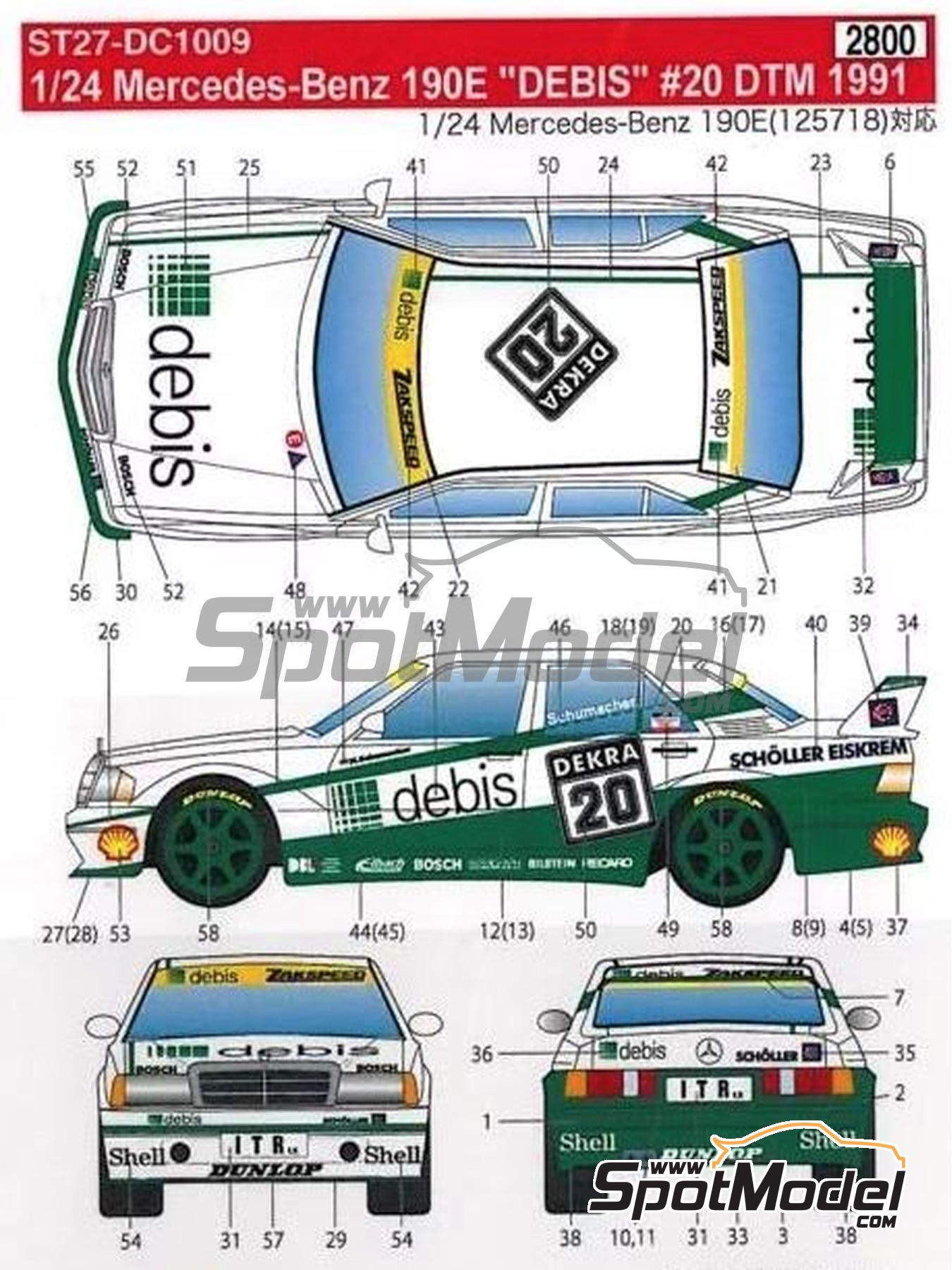 Studio27 Dc1009: Marking   Livery 1 24 Scale - Mercedes-benz 190e 2.5 