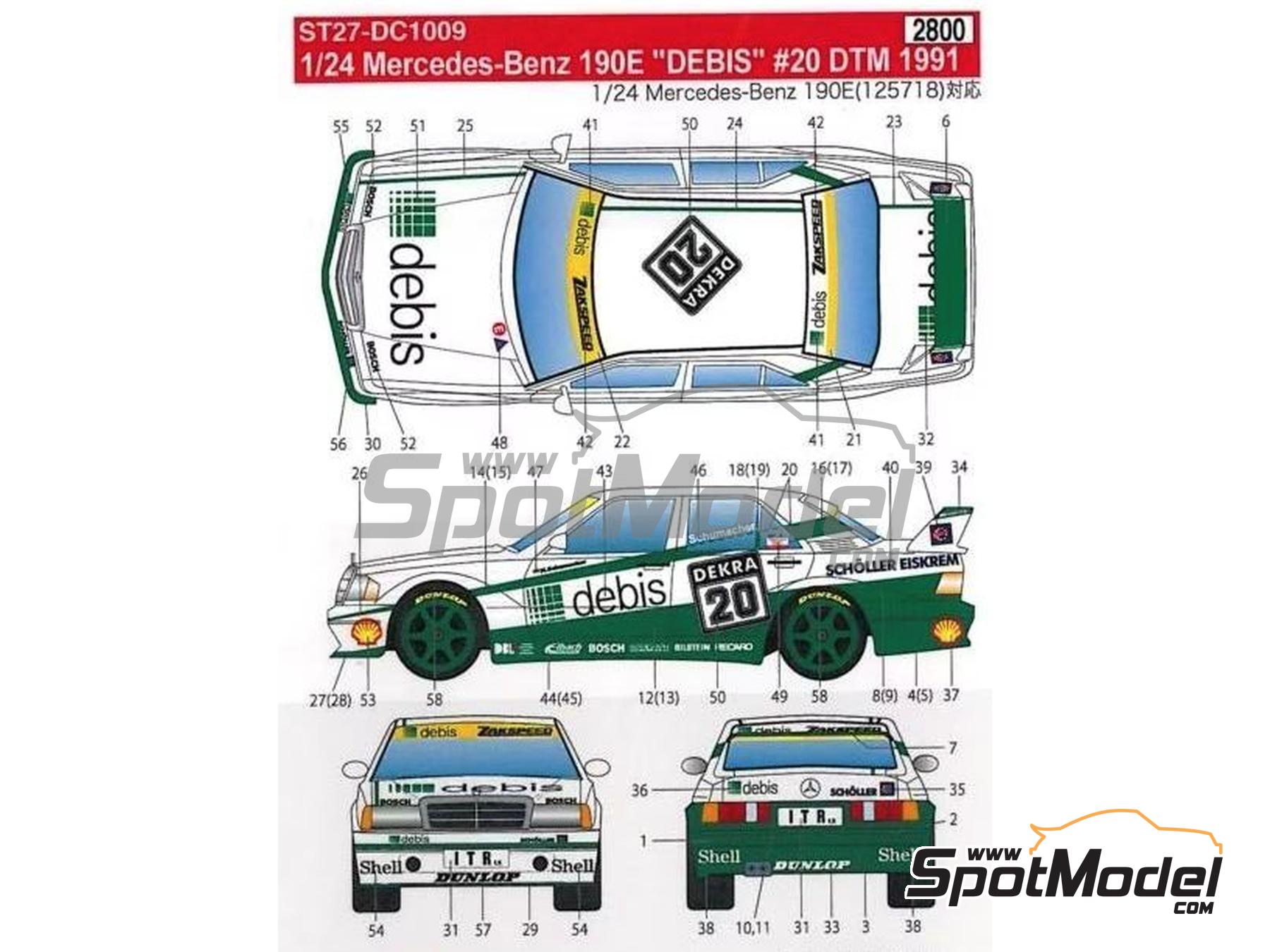 Studio27 DC1009: Marking / livery 1/24 scale - Mercedes-Benz 190E 2.5 ...