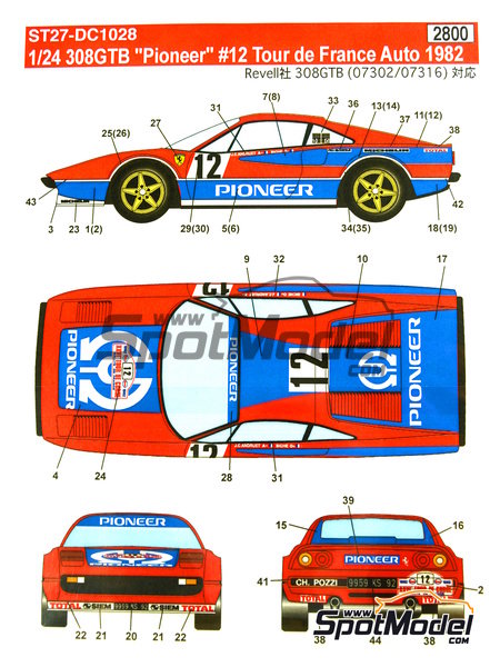 1:43 decal Racing43-Ferrari 308 gtb-Entremont-Targa Florio 80-Tour de Frace Auto