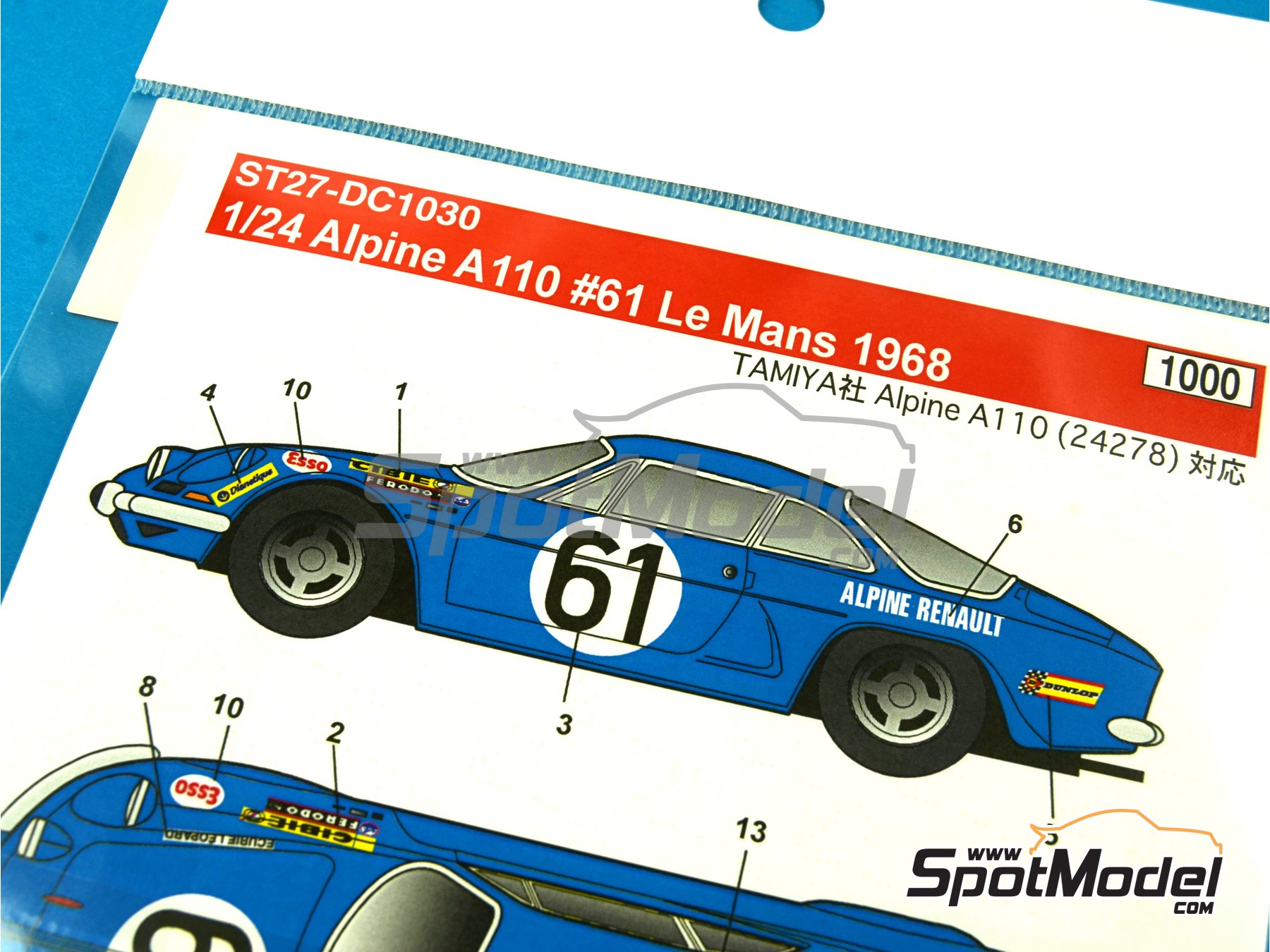 Image 4: Alpine Renault A110 Ecure Leopard Team - 24 Hours Le Mans 1968 | Marking / livery in 1/24 scale manufactured by Studio27 (ref.&nbsp;ST27-DC1030, also 4545310008903 and DC1030)