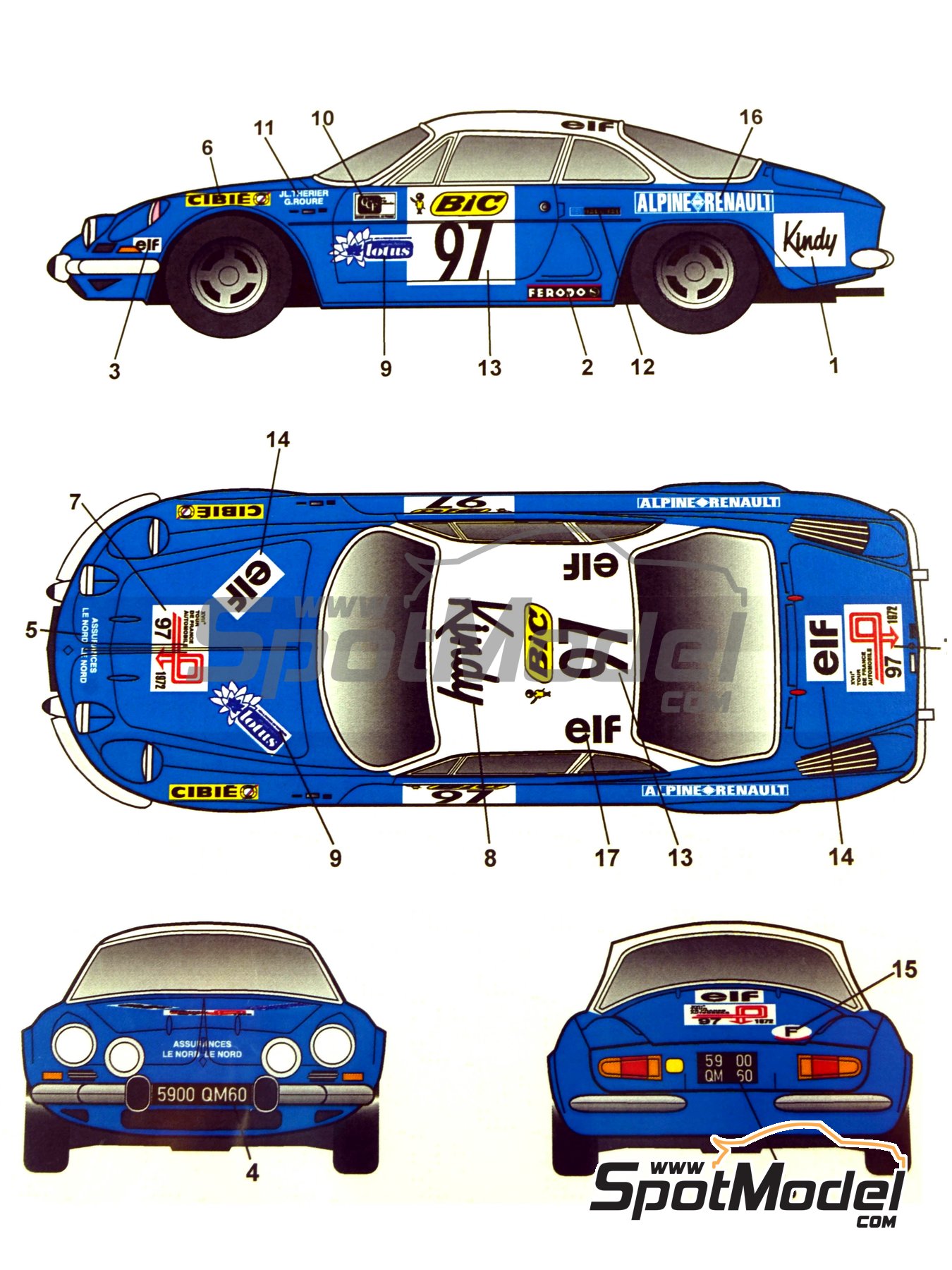スタジオ27 24 アルピーヌ A110 #95 Tour de France Auto 1972(タミヤ対応) デカール デカール