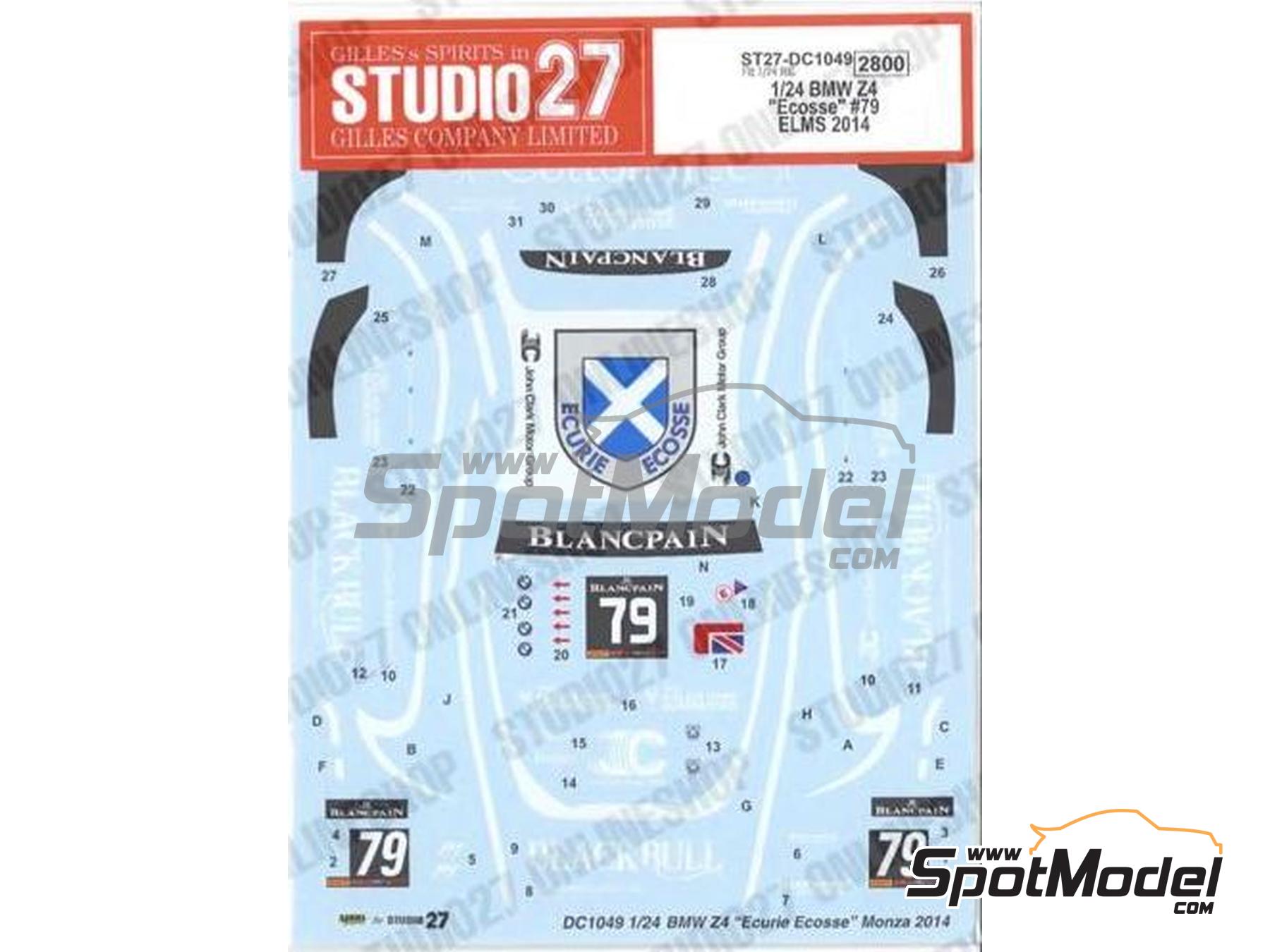 Image 1: BMW Z4 GT3 Ecurie Ecosse Team sponsored by Black Bull - Blancpain Endurance Series 2014 | Marking / livery in 1/24 scale manufactured by Studio27 (ref.&nbsp;ST27-DC1049, also 4545310009740 and DC1049)