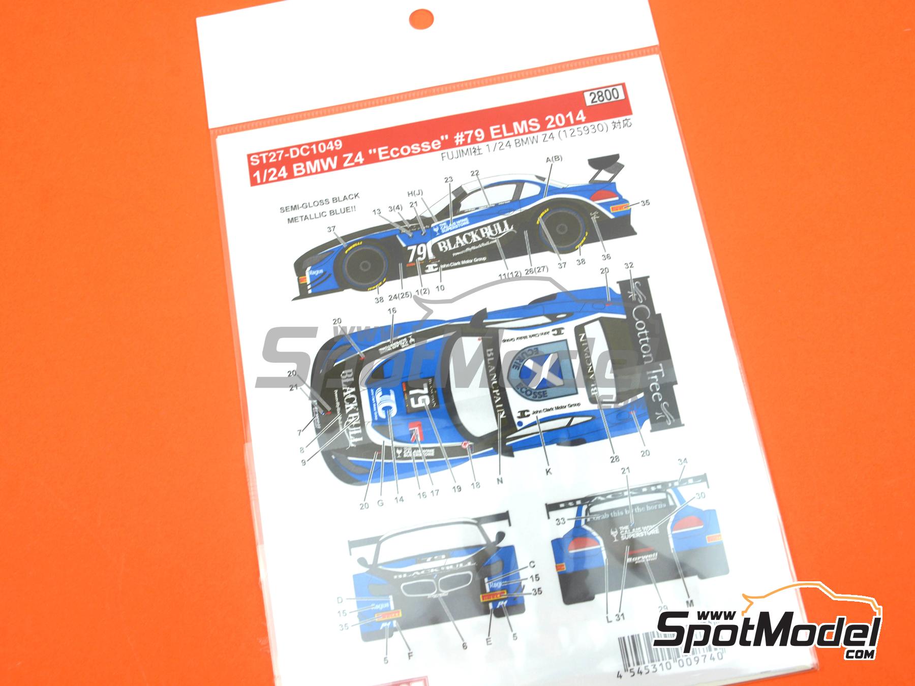 Image 6: BMW Z4 GT3 Ecurie Ecosse Team sponsored by Black Bull - Blancpain Endurance Series 2014 | Marking / livery in 1/24 scale manufactured by Studio27 (ref.&nbsp;ST27-DC1049, also 4545310009740 and DC1049)