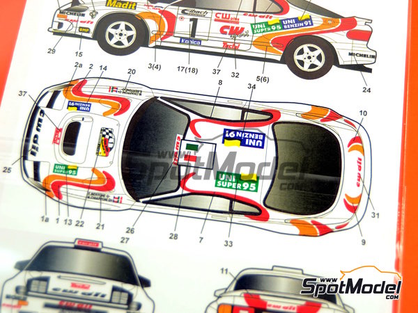 Image 2: Toyota Celica Turbo 4WD (ST185) sponsored by CW Sport Oil - ADAC Deutschland Rally 1995 | Marking / livery in 1/24 scale manufactured by Studio27 (ref.&nbsp;ST27-DC1073, also 4545310011088 and DC1073)