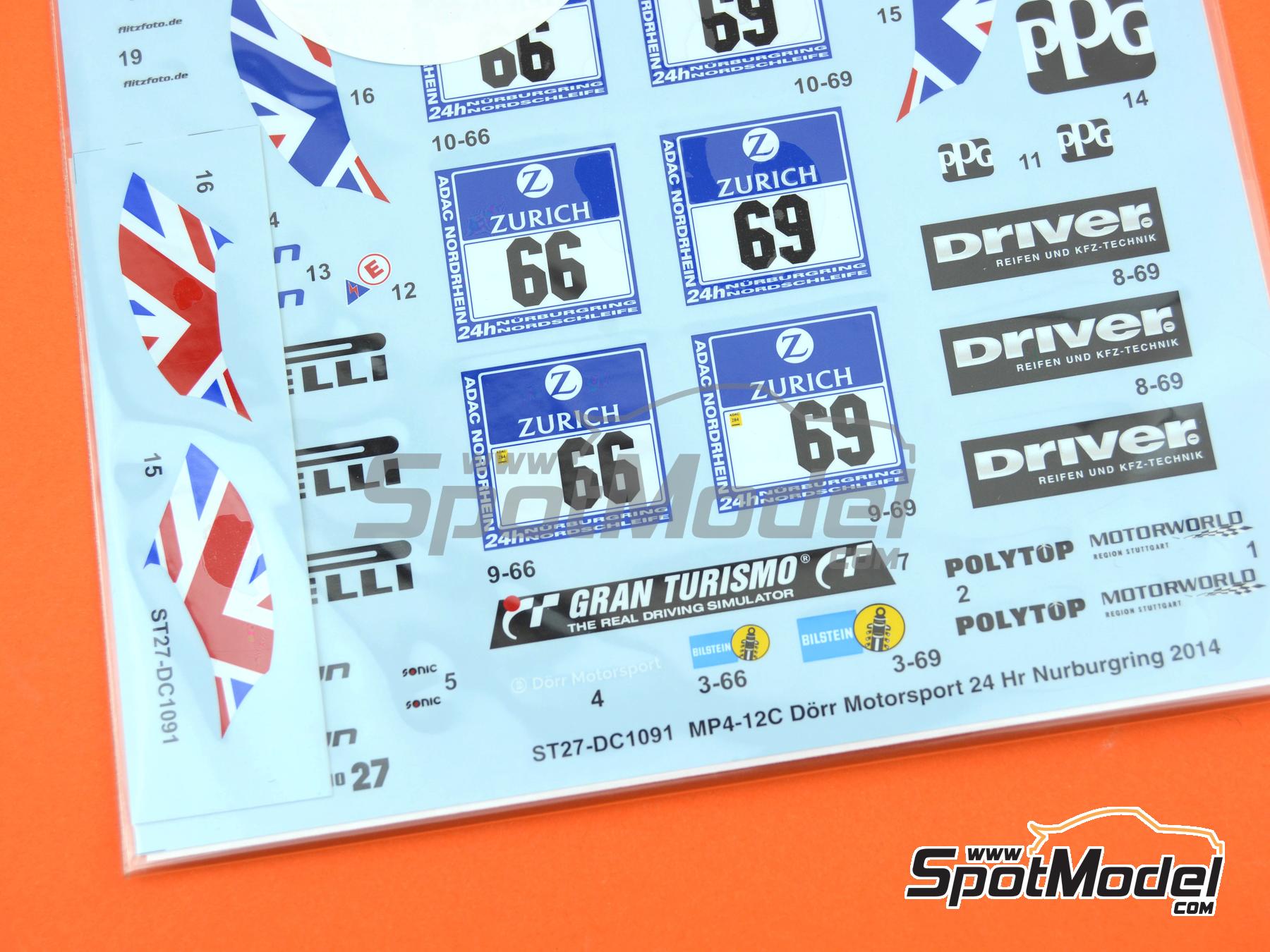 Image 4: McLaren MP4-12C GT3 D&ouml;rr Motorsport Team sponsored by PPG - 24 Hours N&uuml;rburgring 2014 | Marking / livery in 1/24 scale manufactured by Studio27 (ref.&nbsp;ST27-DC1091, also 4545310011705 and DC1091)