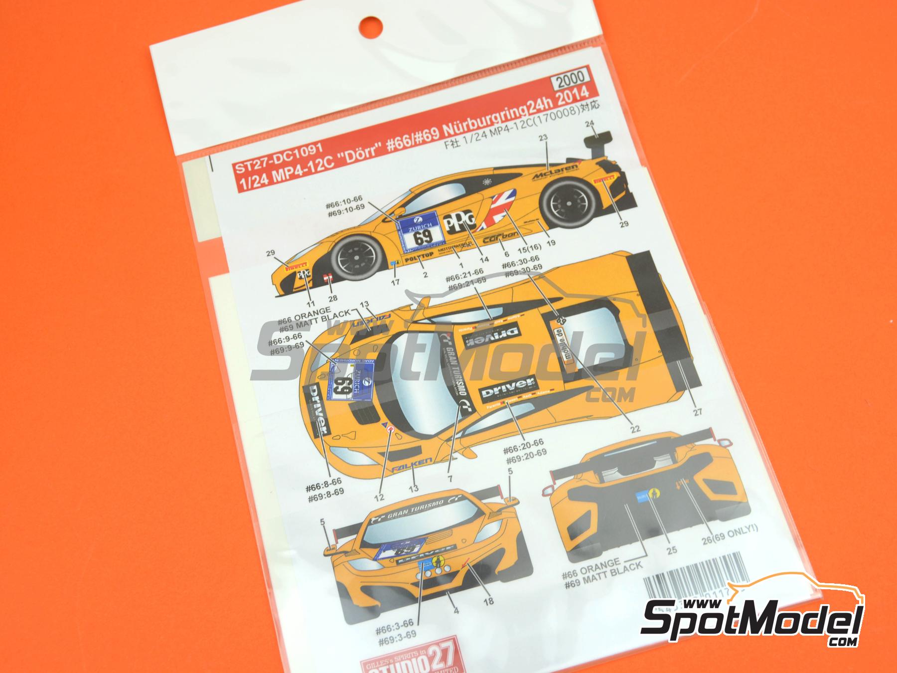 Image 6: McLaren MP4-12C GT3 D&ouml;rr Motorsport Team sponsored by PPG - 24 Hours N&uuml;rburgring 2014 | Marking / livery in 1/24 scale manufactured by Studio27 (ref.&nbsp;ST27-DC1091, also 4545310011705 and DC1091)