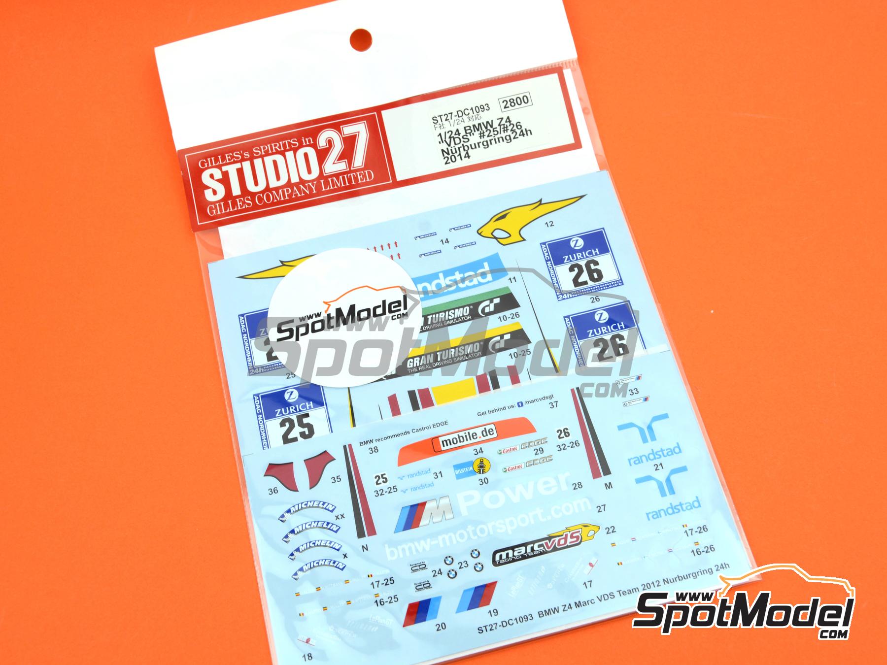 Image 5: BMW Z4 GT3 Marc VDS Team sponsored by Randstad - 24 Hours N&uuml;rburgring 2014 | Marking / livery in 1/24 scale manufactured by Studio27 (ref.&nbsp;ST27-DC1093, also 4545310011729 and DC1093)