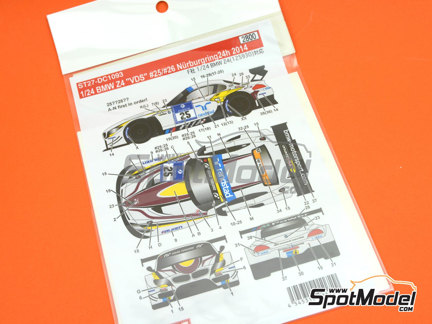 Image 6: BMW Z4 GT3 Marc VDS Team sponsored by Randstad - 24 Hours N&uuml;rburgring 2014 | Marking / livery in 1/24 scale manufactured by Studio27 (ref.&nbsp;ST27-DC1093, also 4545310011729 and DC1093)