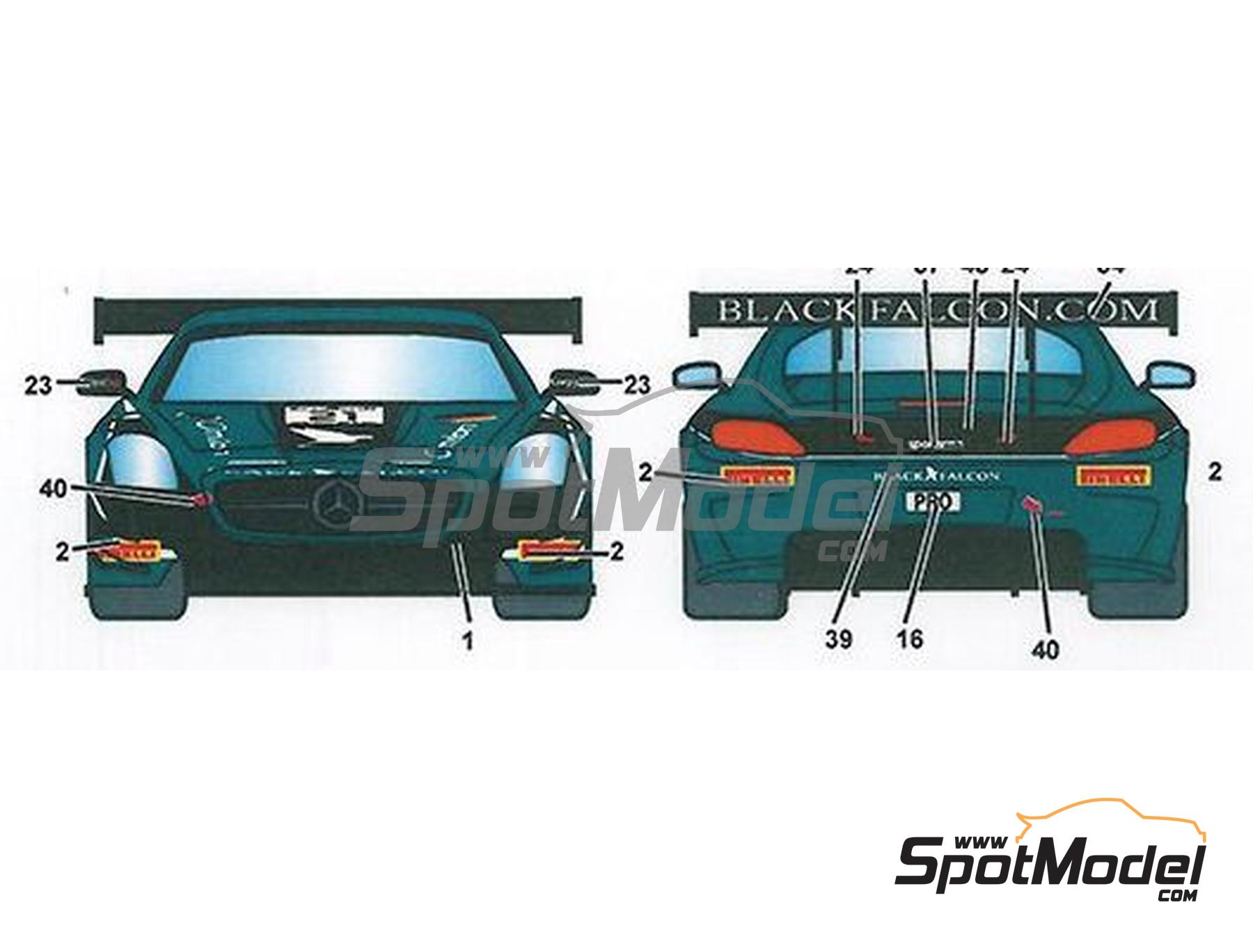 Image 3: Mercedes SLS GT3 Equipo Black Falcon patrocinado por Fosroc - Blancpain Endurance Series 2015 | Decoraci&oacute;n en escala&nbsp;1/24 fabricado por Studio27 (ref.&nbsp;ST27-DC1095, tambien 4545310011774 y DC1095)