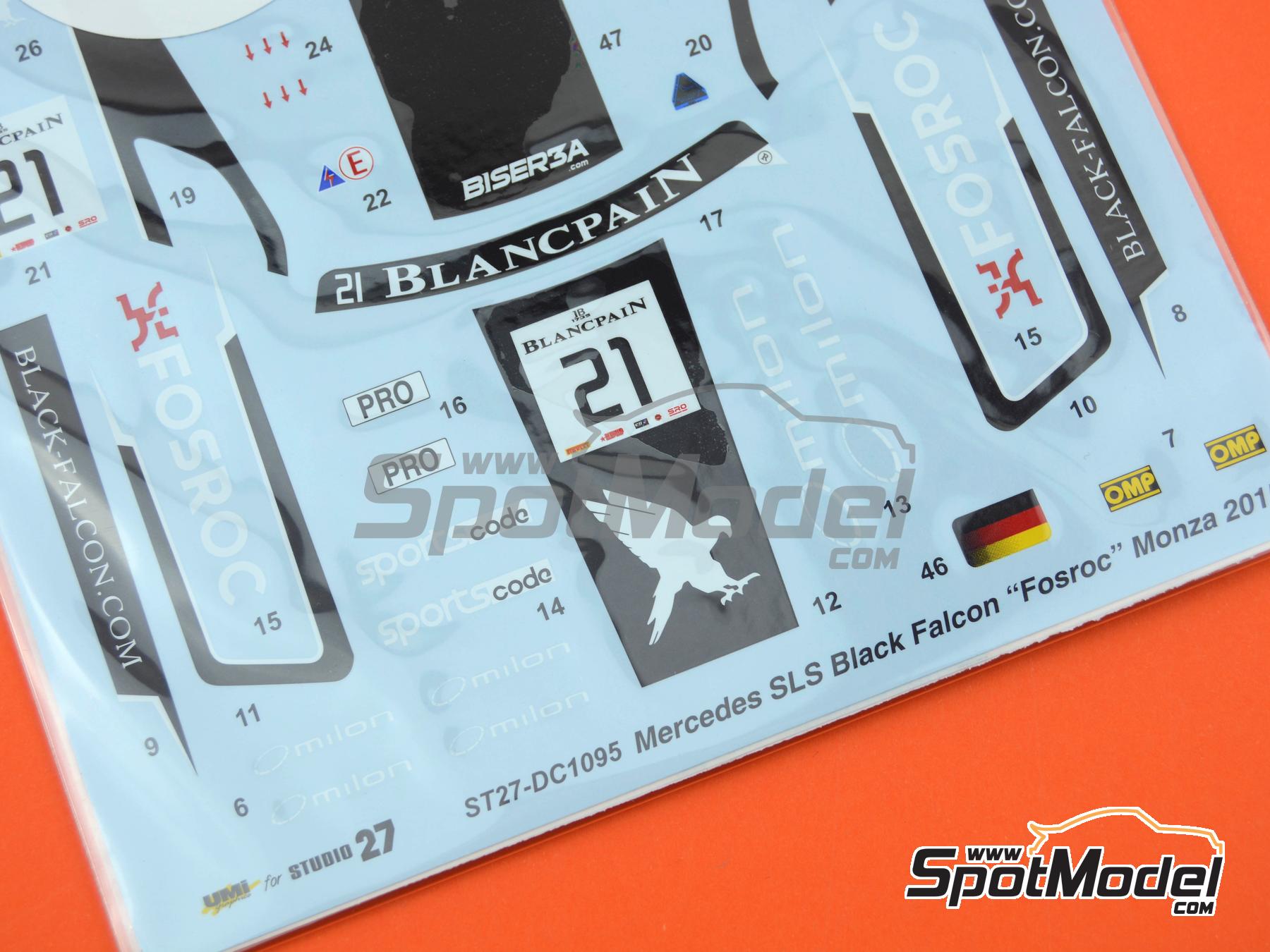 Image 6: Mercedes SLS GT3 Equipo Black Falcon patrocinado por Fosroc - Blancpain Endurance Series 2015 | Decoraci&oacute;n en escala&nbsp;1/24 fabricado por Studio27 (ref.&nbsp;ST27-DC1095, tambien 4545310011774 y DC1095)