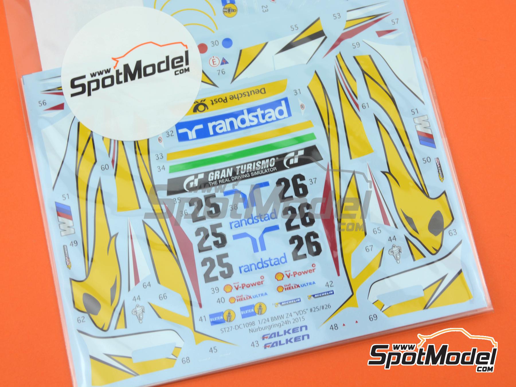 Image 3: BMW Z4 GT3 Marc VDS Team sponsored by Randstad - 24 Hours N&uuml;rburgring 2015 | Marking / livery in 1/24 scale manufactured by Studio27 (ref.&nbsp;ST27-DC1098, also 4545310011828 and DC1098)