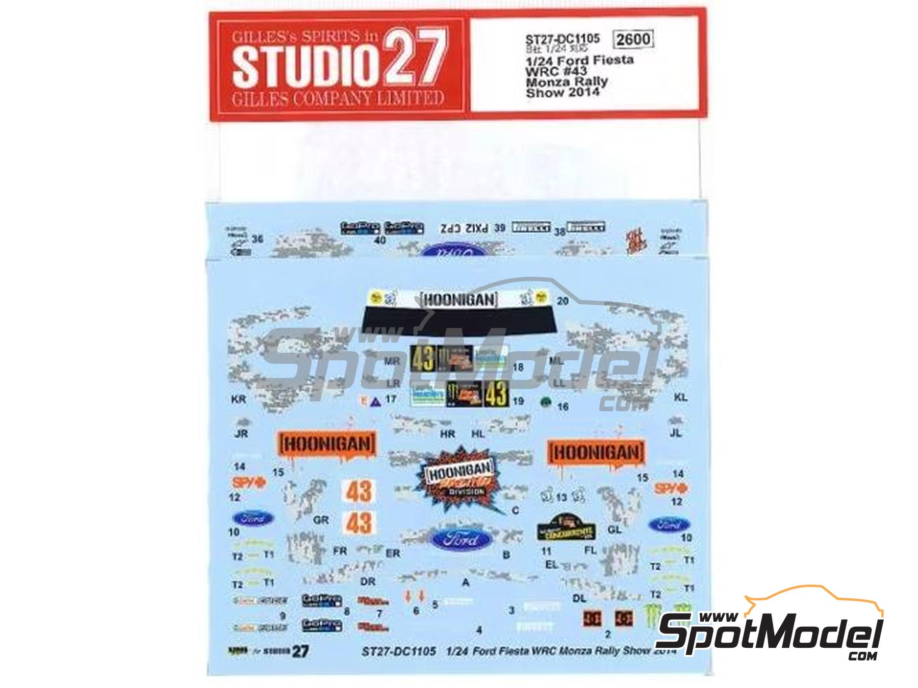 Image 1: Ford Fiesta RS WRC Equipo Monster Energy Rally patrocinado por Hoonigan - Monza Rally Show 2014 | Decoraci&oacute;n en escala&nbsp;1/24 fabricado por Studio27 (ref.&nbsp;ST27-DC1105, tambien 4545310012061 y DC1105)