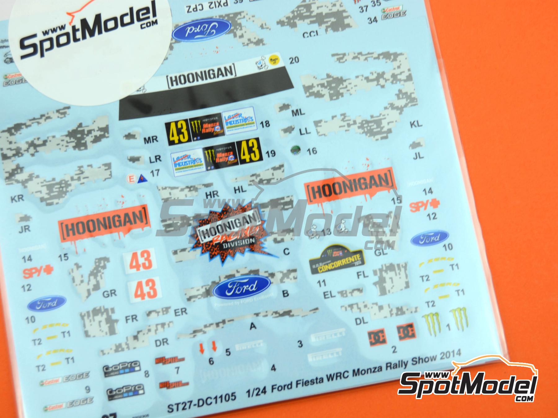 Image 3: Ford Fiesta RS WRC Equipo Monster Energy Rally patrocinado por Hoonigan - Monza Rally Show 2014 | Decoraci&oacute;n en escala&nbsp;1/24 fabricado por Studio27 (ref.&nbsp;ST27-DC1105, tambien 4545310012061 y DC1105)