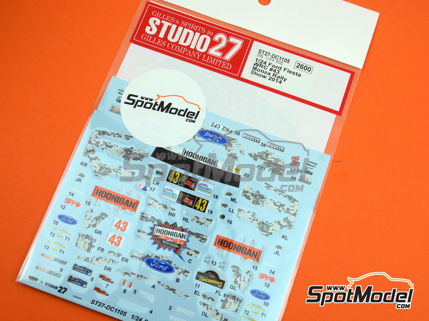 Image 4: Ford Fiesta RS WRC Equipo Monster Energy Rally patrocinado por Hoonigan - Monza Rally Show 2014 | Decoraci&oacute;n en escala&nbsp;1/24 fabricado por Studio27 (ref.&nbsp;ST27-DC1105, tambien 4545310012061 y DC1105)