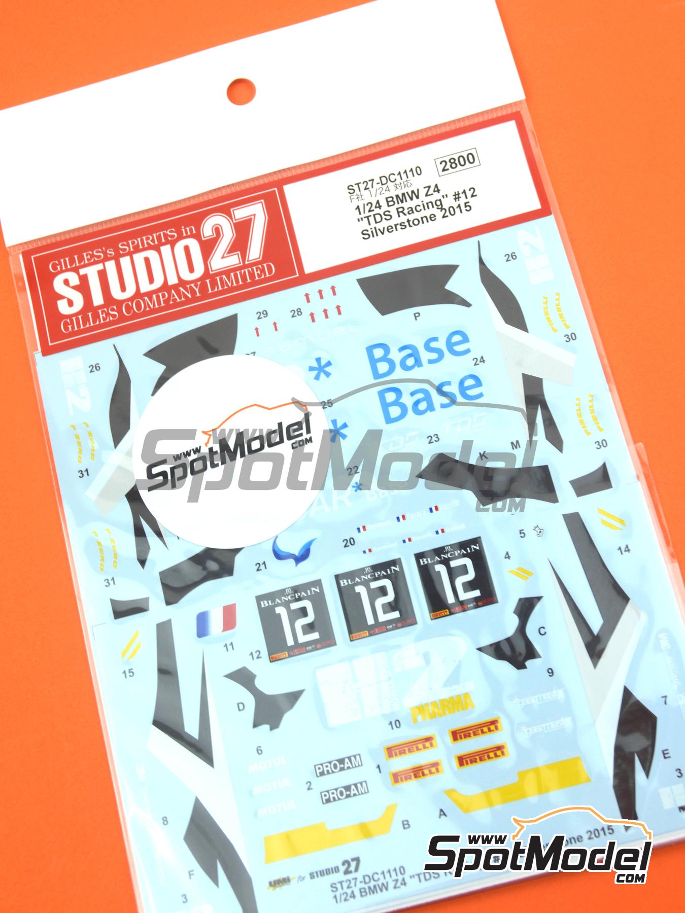 BMW Z4 GT3 TDS Racing Team sponsored by Car Base - Blancpain Endurance Series 2015 | Marking / livery in 1/24 scale manufactured by Studio27 (ref. ST27-DC1110, also 4545310012337 and DC1110) image