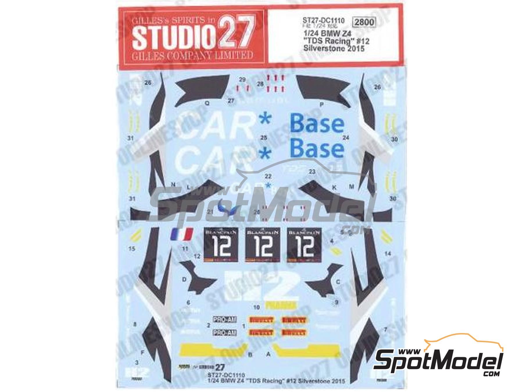 Image 1: BMW Z4 GT3 TDS Racing Team sponsored by Car Base - Blancpain Endurance Series 2015 | Marking / livery in 1/24 scale manufactured by Studio27 (ref. ST27-DC1110, also 4545310012337 and DC1110)