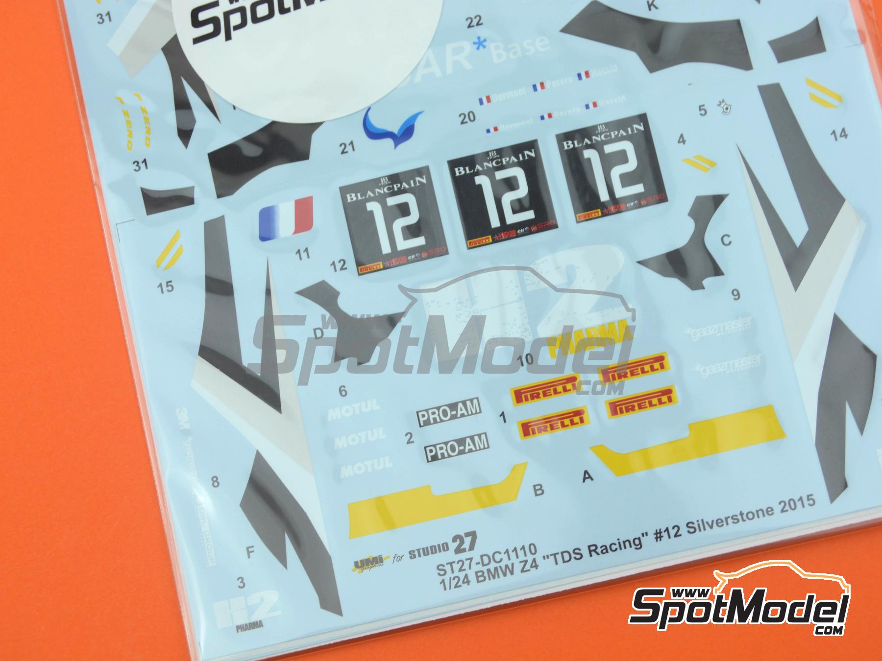 Image 4: BMW Z4 GT3 TDS Racing Team sponsored by Car Base - Blancpain Endurance Series 2015 | Marking / livery in 1/24 scale manufactured by Studio27 (ref. ST27-DC1110, also 4545310012337 and DC1110)