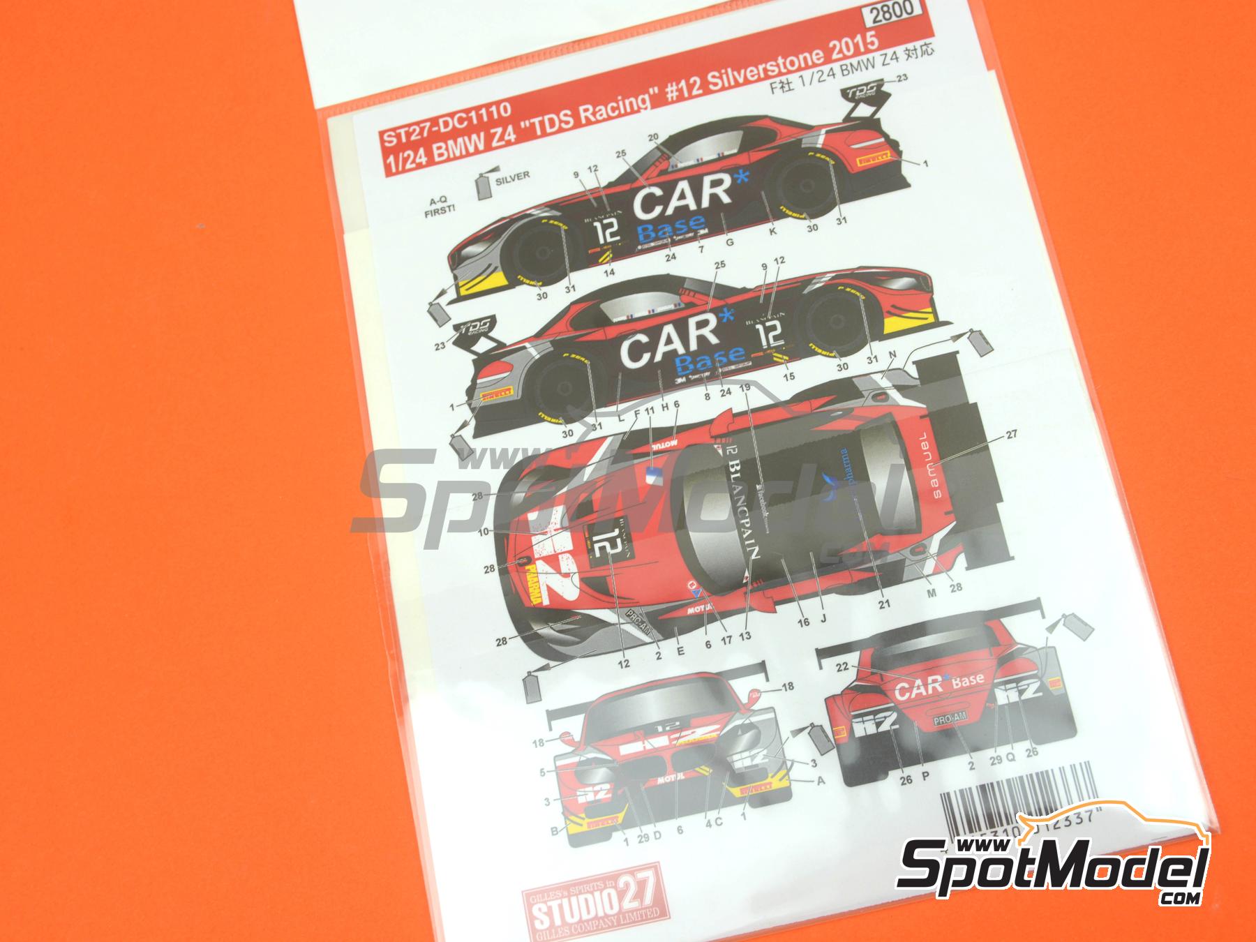 Image 7: BMW Z4 GT3 TDS Racing Team sponsored by Car Base - Blancpain Endurance Series 2015 | Marking / livery in 1/24 scale manufactured by Studio27 (ref. ST27-DC1110, also 4545310012337 and DC1110)