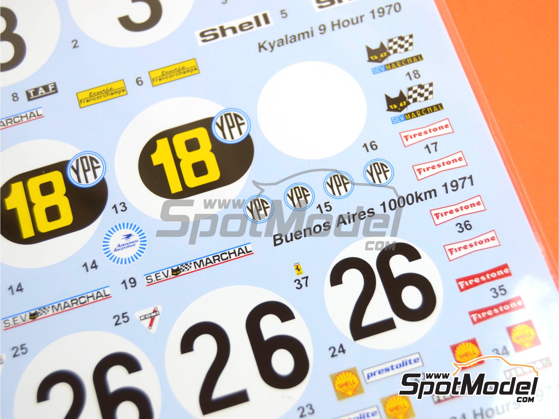 Image 4: Ferrari 512S sponsored by Ecuria Francorchamps - 1000 Kms Buenos Aires, 24 Hours of Daytona, 500 Km Kyalami 1970 and 1971 | Marking / livery in 1/24 scale manufactured by Studio27 (ref.&nbsp;ST27-DC1124, also 4545310012672 and DC1124)