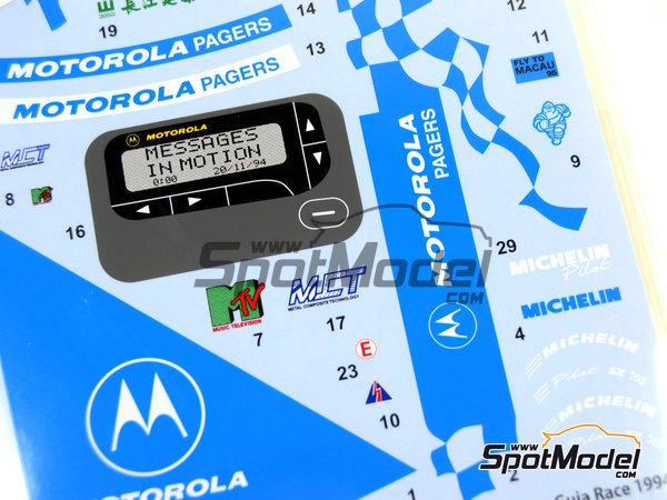 Image 6: BMW 318i sponsored by Motorola Pagers Racing - Guia Race of Macau 1994 | Marking / livery in 1/24 scale manufactured by Studio27 (ref.&nbsp;ST27-DC1127, also 4545310012863 and DC1127)
