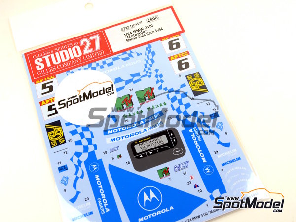 Image 8: BMW 318i sponsored by Motorola Pagers Racing - Guia Race of Macau 1994 | Marking / livery in 1/24 scale manufactured by Studio27 (ref.&nbsp;ST27-DC1127, also 4545310012863 and DC1127)