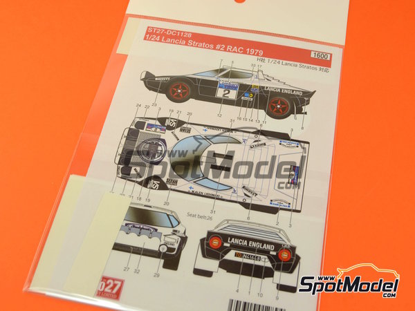 Image 4: Lancia Stratos HF patrocinado por Lancia England - Rally de Inglaterra RAC 1979 | Decoraci&oacute;n en escala&nbsp;1/24 fabricado por Studio27 (ref.&nbsp;ST27-DC1128, tambien 4545310012894 y DC1128)