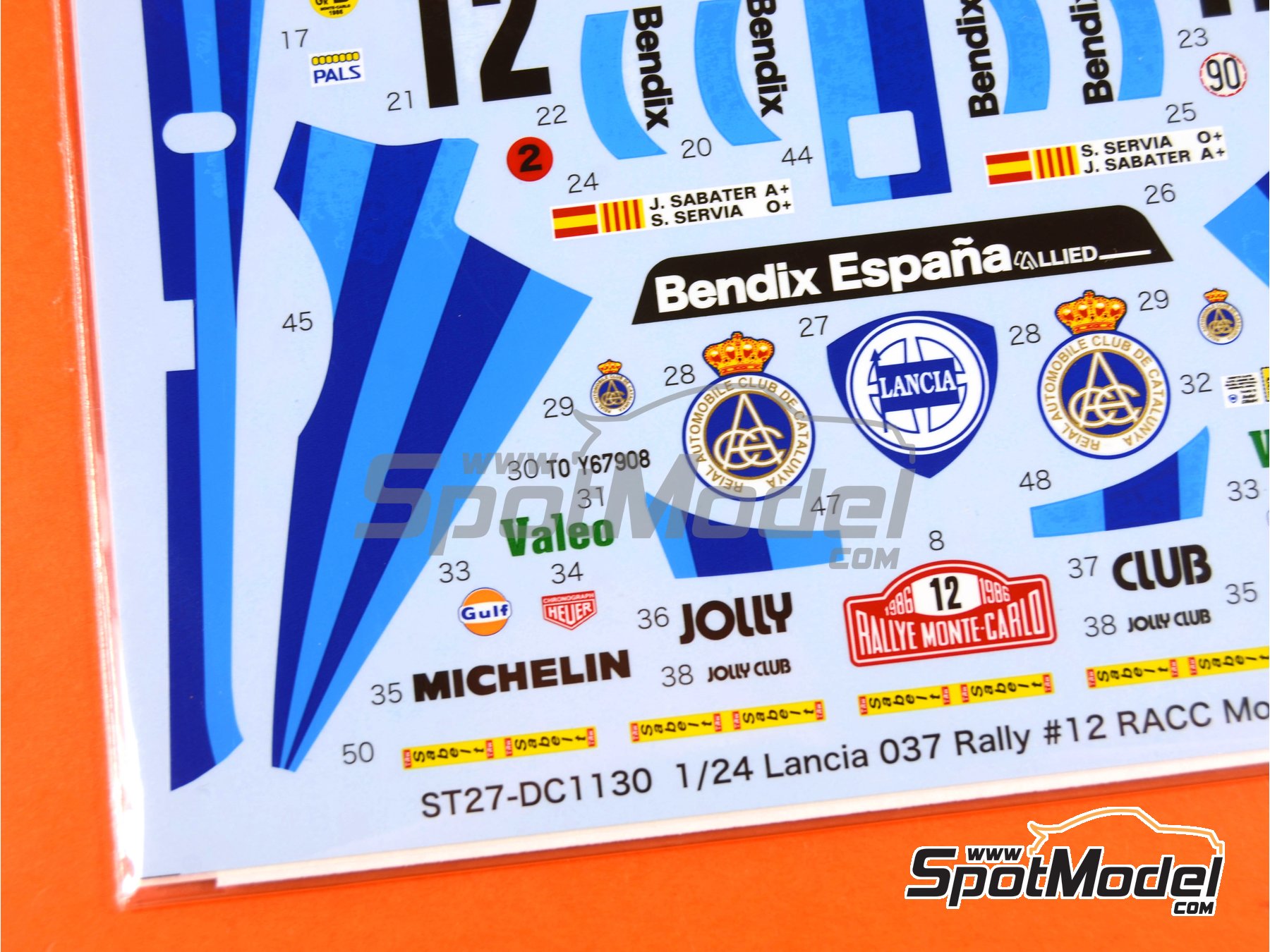 Image 7: Lancia 037 Rally sponsored by RACC Bendix Espa&ntilde;a - Monte Carlo Rally - Rallye Automobile de Monte-Carlo 1986 | Marking / livery in 1/24 scale manufactured by Studio27 (ref.&nbsp;ST27-DC1130, also 4545310012917 and DC1130)