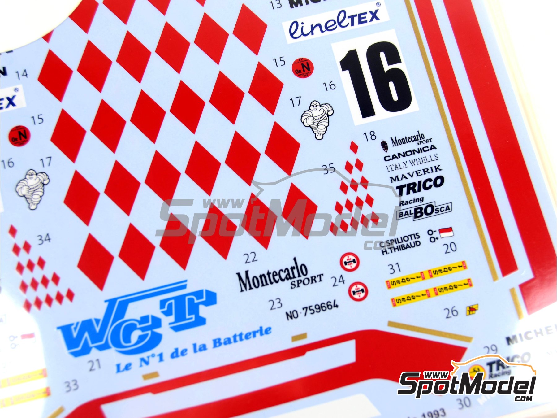 Image 5: Lancia Super Delta Deltona HF Integrale sponsored by Canonica - Monte Carlo Rally - Rallye Automobile de Monte-Carlo 1993 | Marking / livery in 1/24 scale manufactured by Studio27 (ref. ST27-DC1131, also 4545310012948 and DC1131)