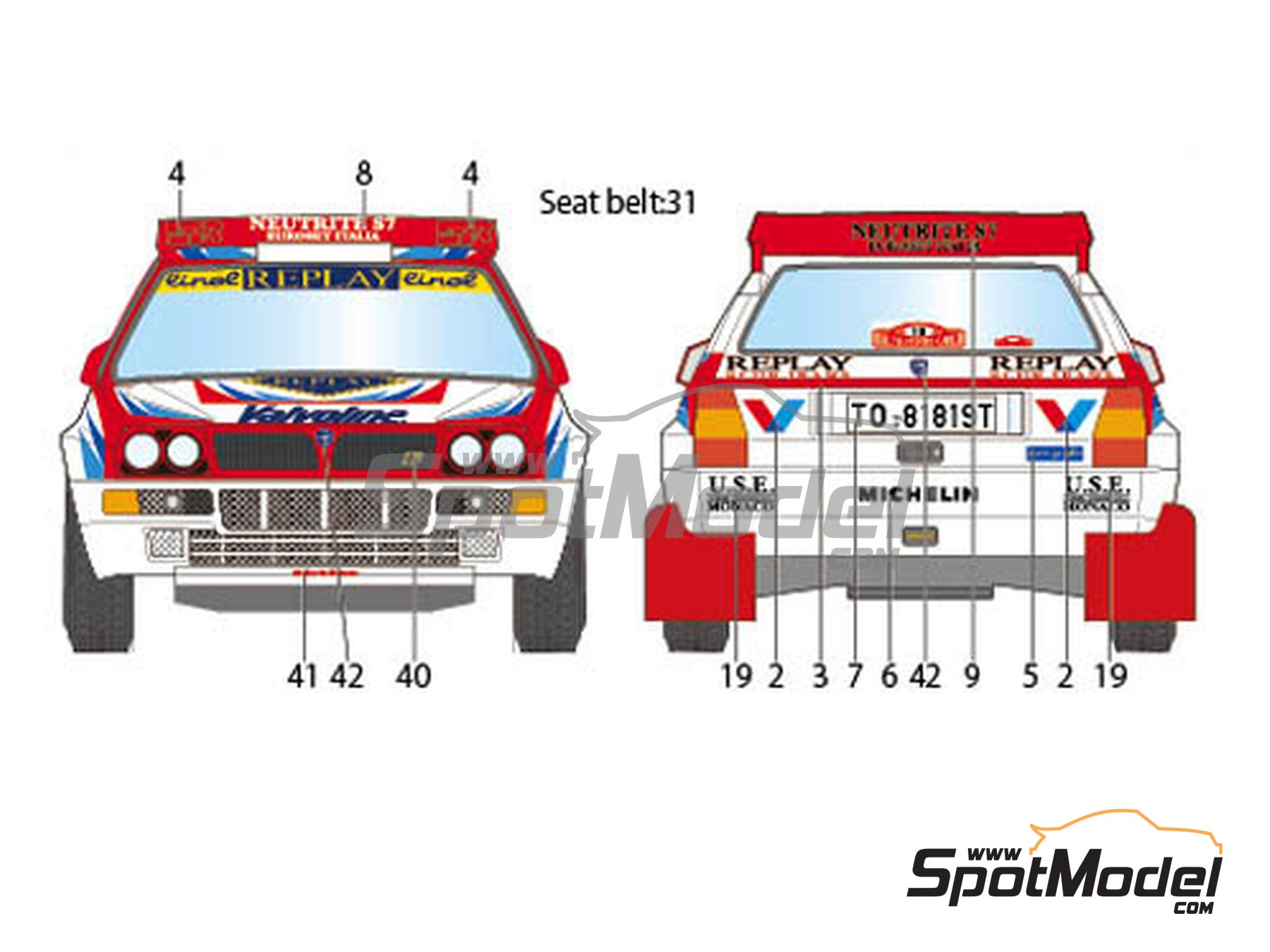 Image 3: Lancia Super Delta sponsored by Valvoline - Monte Carlo Rally - Rallye Automobile de Monte-Carlo 1996 | Marking / livery in 1/24 scale manufactured by Studio27 (ref.&nbsp;ST27-DC1132, also 4545310013020 and DC1132)