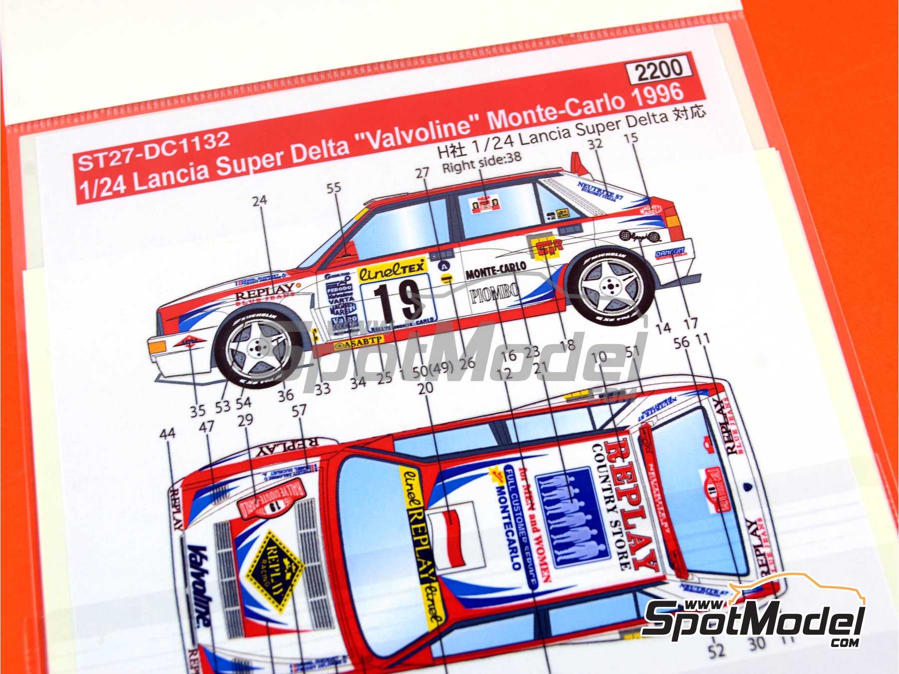 Image 9: Lancia Super Delta sponsored by Valvoline - Monte Carlo Rally - Rallye Automobile de Monte-Carlo 1996 | Marking / livery in 1/24 scale manufactured by Studio27 (ref.&nbsp;ST27-DC1132, also 4545310013020 and DC1132)