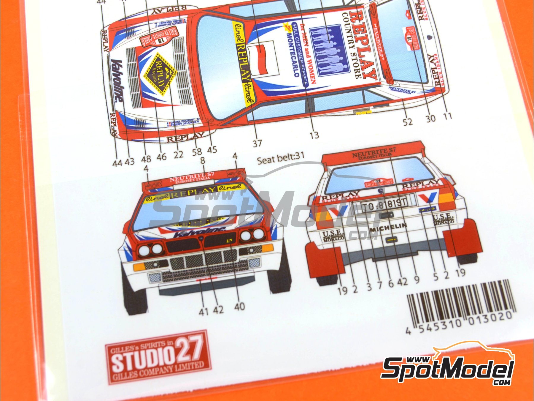 Image 10: Lancia Super Delta sponsored by Valvoline - Monte Carlo Rally - Rallye Automobile de Monte-Carlo 1996 | Marking / livery in 1/24 scale manufactured by Studio27 (ref.&nbsp;ST27-DC1132, also 4545310013020 and DC1132)