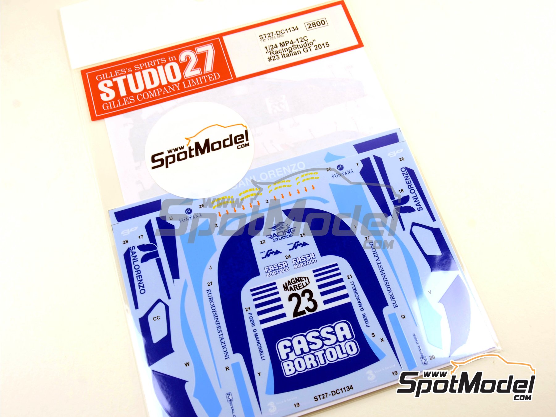 Image 6: McLaren MP4-12C GT3 Racing Studio Team sponsored by Fassa Bortolo - Italian GTs Championship 2015 | Marking / livery in 1/24 scale manufactured by Studio27 (ref.&nbsp;ST27-DC1134, also 4545310012962 and DC1134)
