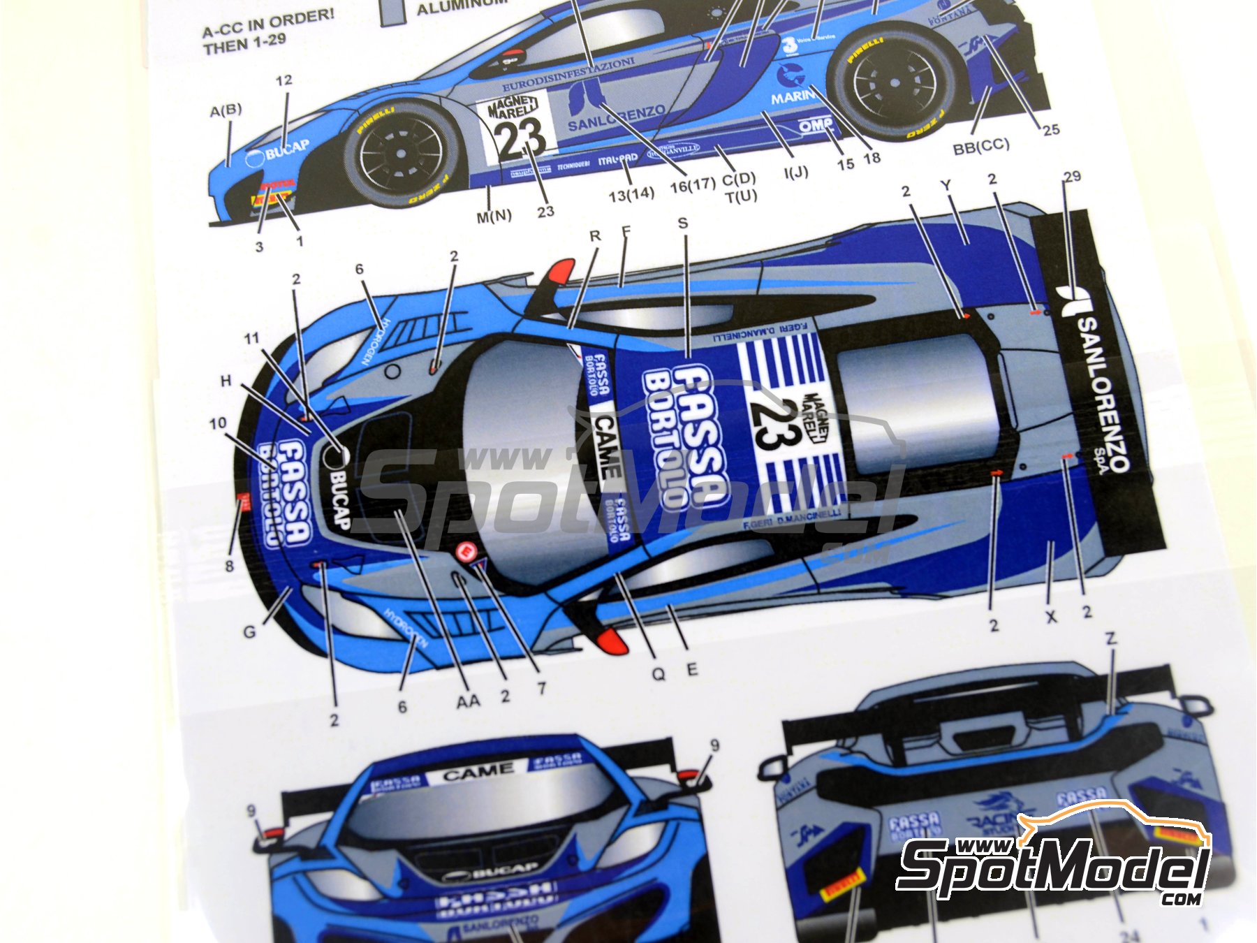 Image 8: McLaren MP4-12C GT3 Racing Studio Team sponsored by Fassa Bortolo - Italian GTs Championship 2015 | Marking / livery in 1/24 scale manufactured by Studio27 (ref.&nbsp;ST27-DC1134, also 4545310012962 and DC1134)