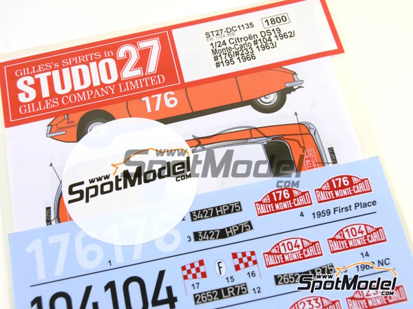 Image 3: Citroën DS19 - Rally de Monte Carlo - Rallye Automobile de Monte-Carlo 1959, 1962, 1963, 1964 y 1966 | Decoración en escala 1/24 fabricado por Studio27 (ref. ST27-DC1135, tambien 4545310012979 y DC1135)