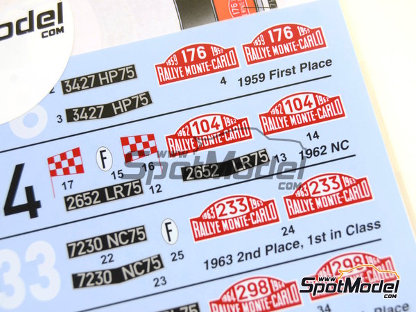 Image 5: Citroën DS19 - Rally de Monte Carlo - Rallye Automobile de Monte-Carlo 1959, 1962, 1963, 1964 y 1966 | Decoración en escala 1/24 fabricado por Studio27 (ref. ST27-DC1135, tambien 4545310012979 y DC1135)