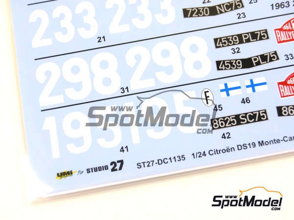 Image 7: Citroën DS19 - Rally de Monte Carlo - Rallye Automobile de Monte-Carlo 1959, 1962, 1963, 1964 y 1966 | Decoración en escala 1/24 fabricado por Studio27 (ref. ST27-DC1135, tambien 4545310012979 y DC1135)